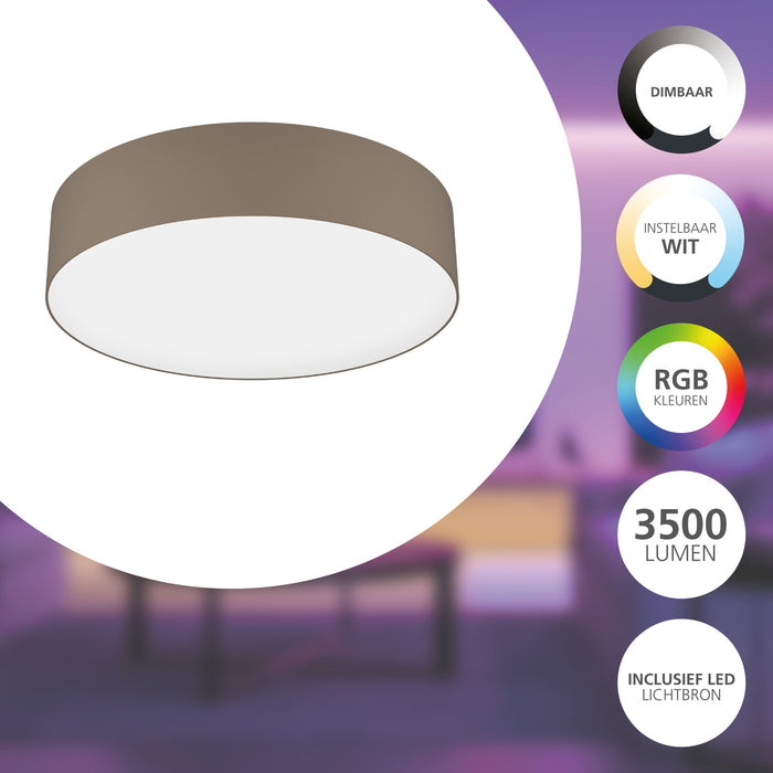 EGLO connect.z Romao-Z Smart Plafondlamp - Ø 57 cm - Wit|Taupe - RGB