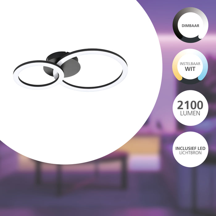 EGLO connect.z Parrapos-Z Smart Plafondlamp - 44,5 cm - Zwart|Wit