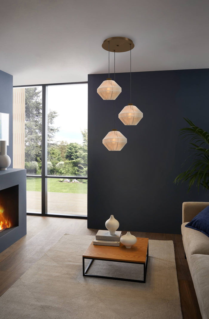 EGLO Orimini Hanglamp - E27 - Ø 48 cm - Crème|Brons - Textiel