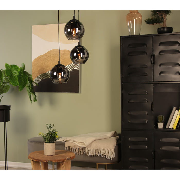 EGLO Ariscani Hanglamp - Ø 42,5 cm - rookglas - 3 lichts - Zwart