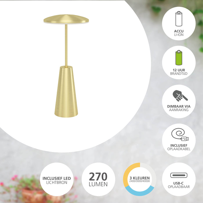 EGLO Piccola Tafellamp - 28 cm - Goud