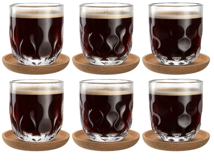 Leonardo Koffieglazen met onderzetters Gocce - 220 ml - 6-Delig