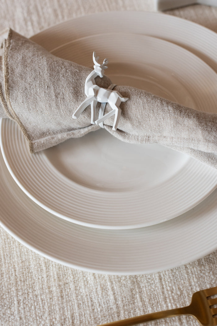 J-Line bord Streep - porselein - wit  - 6 stuks