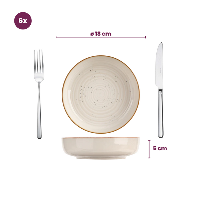Cosy & Trendy Diepe Borden Baltic Vanilla ø 18 cm - 6 stuks