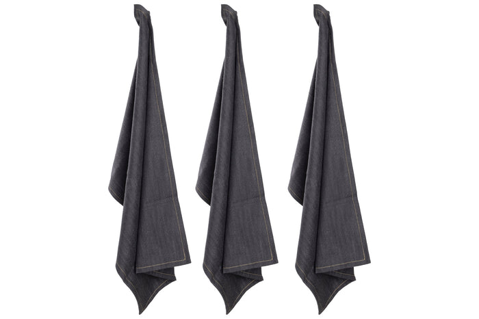 Cosy & Trendy Theedoeken D'nim Donkerblauw 50 x 70 cm - 3-Delig