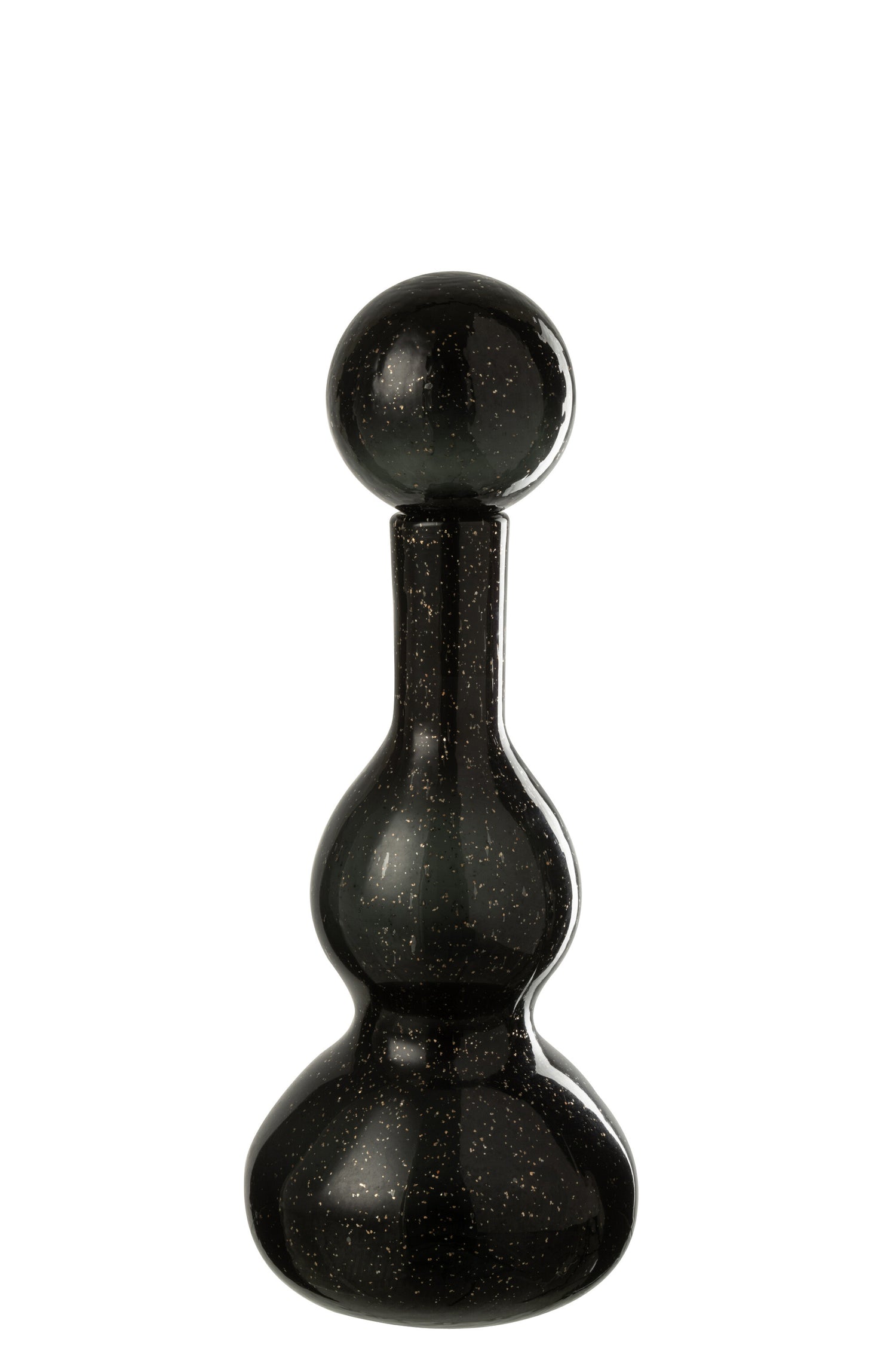 J-Line decoratoe Fles + Stop Carol - glas - zwart - small