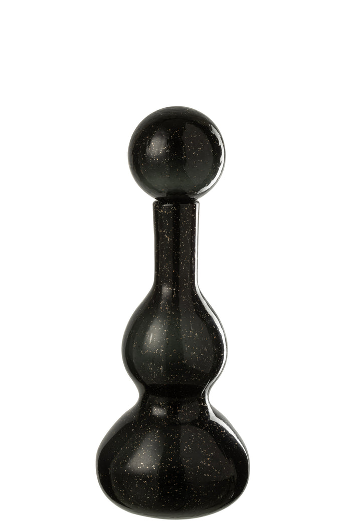 J-Line decoratoe Fles + Stop Carol - glas - zwart - small