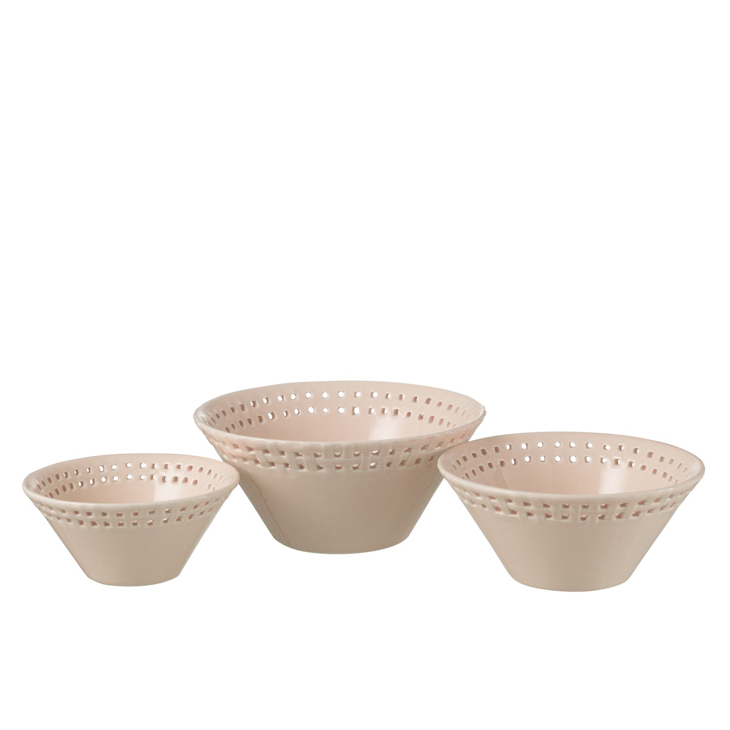 J-Line kom - keramiek - roze - small|medium|large - 3 stuks