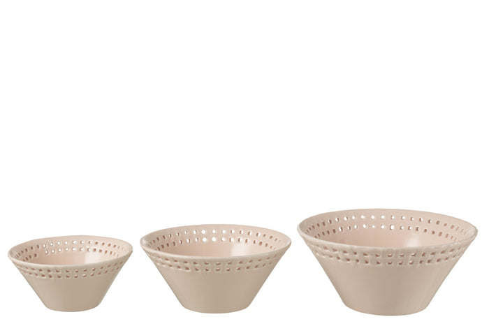 J-Line kom - keramiek - roze - small|medium|large - 3 stuks