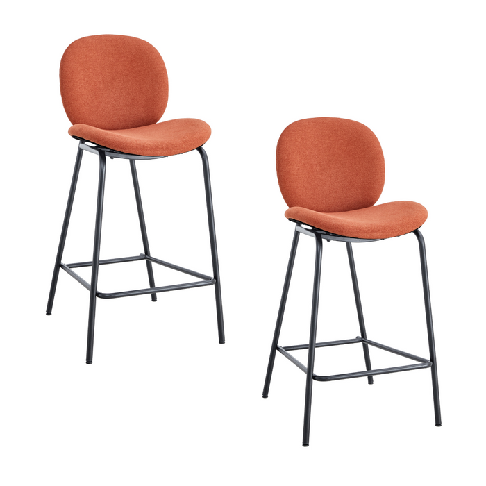 Calicosy - Set 2 barkrukken CORI - L43 cm - Stof & zwart metaal