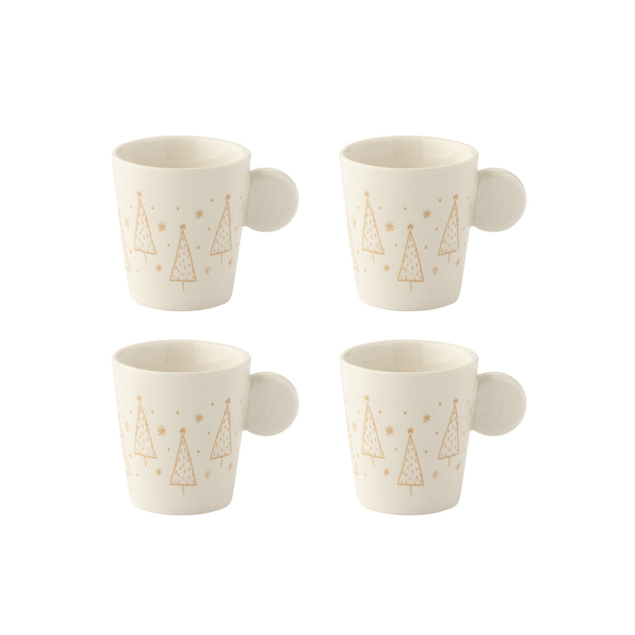 J-Line kopje Kerstmis - keramiek - wit - doos van 4