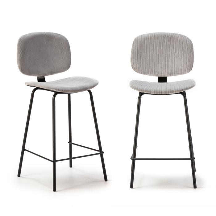 Calicosy - Set van 2 krukken in ribfluweel ARUS - H65 cm - Grijs