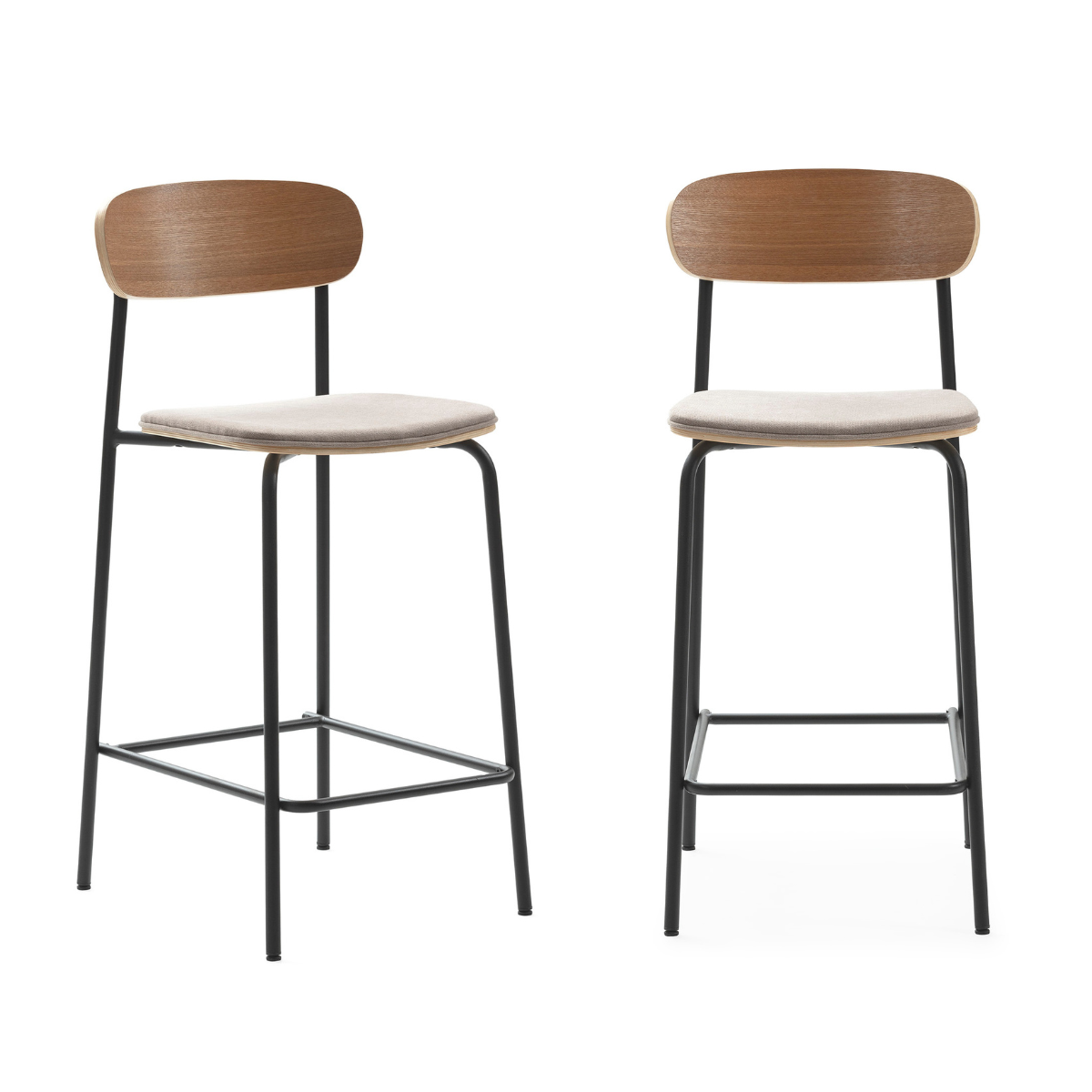 Calicosy - Set 2 barkrukken ADRIANA - H66 cm - Stof & metaal - Taupe