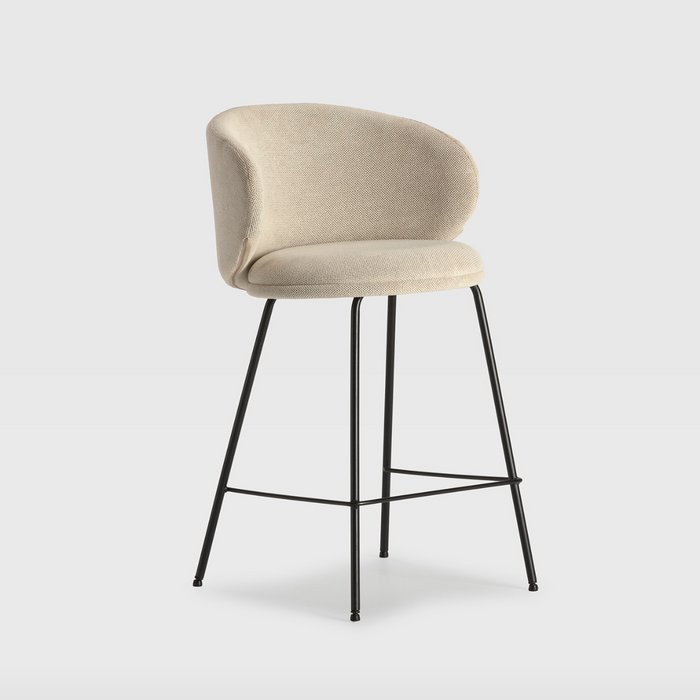 Calicosy - Set van 2 krukken in stof met zwarte RUSH - H65 cm