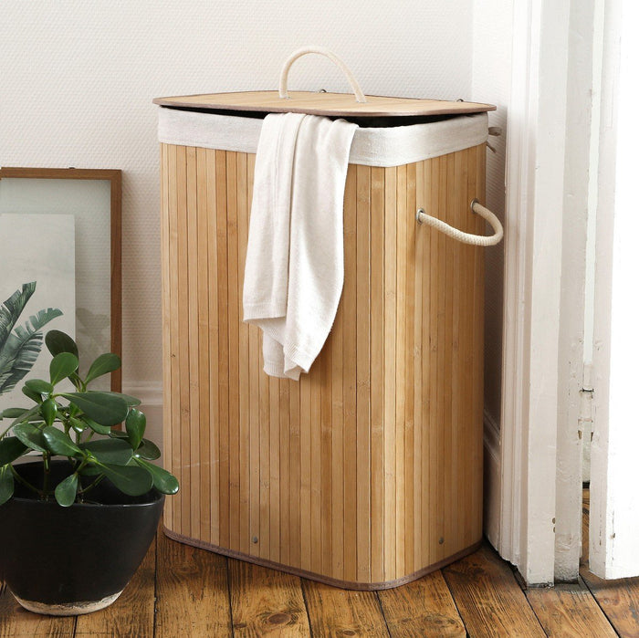 Calicosy - Rechthoekige bamboe wasmand 70L - H60 cm - H60 cm