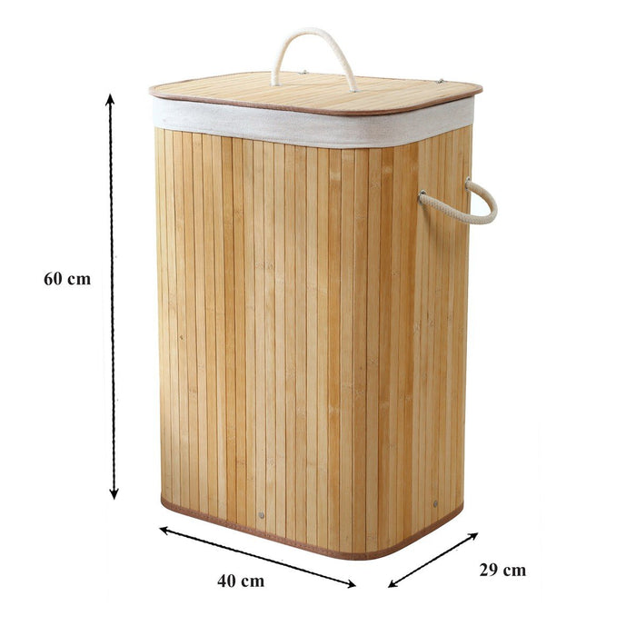 Calicosy - Rechthoekige bamboe wasmand 70L - H60 cm - H60 cm