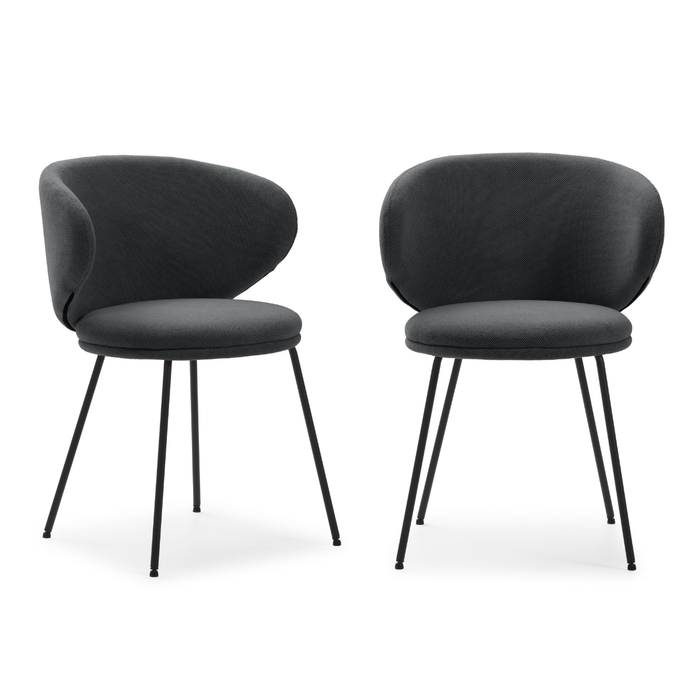 Calicosy - Set 2 stoelen RUSH - L60 cm - Stof & zwart metaal