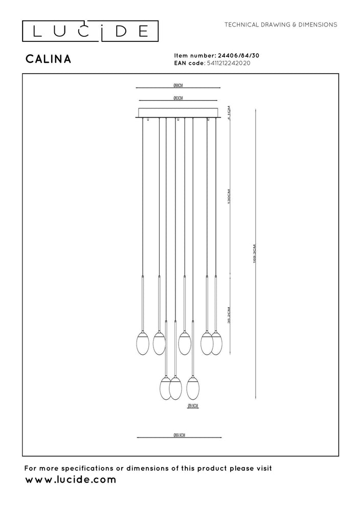 Lucide Premium CALINA Hanglamp - Zwart