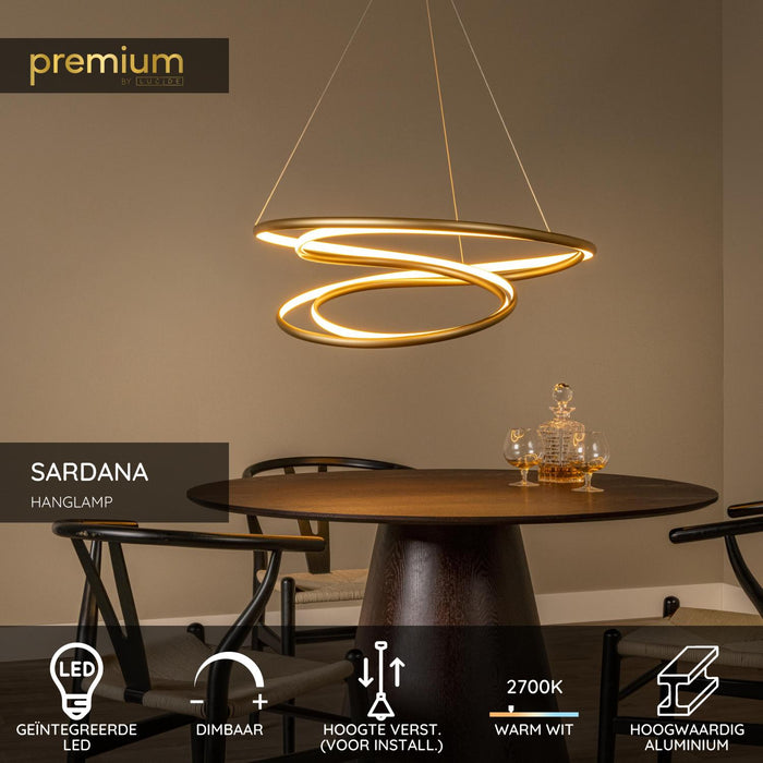 Lucide Premium SARDANA Hanglamp - Mat Goud | Messing
