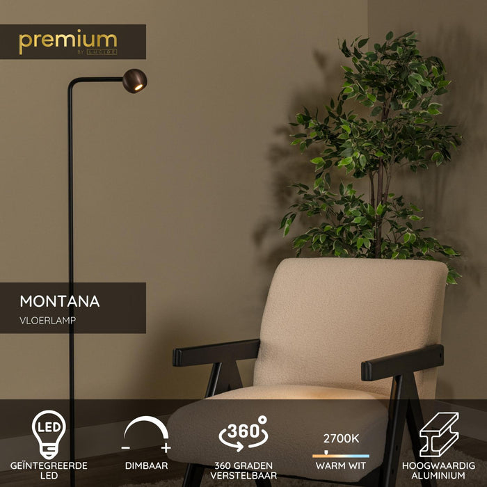 Lucide Premium MONTANA Vloerlamp - Koffie