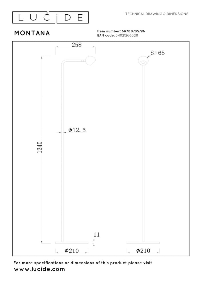 Lucide Premium MONTANA Vloerlamp - Koffie