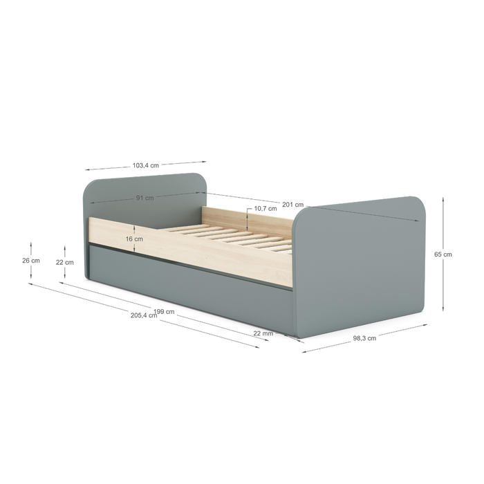 Calicosy - SIMON-bed - B205.4 cm - Groente