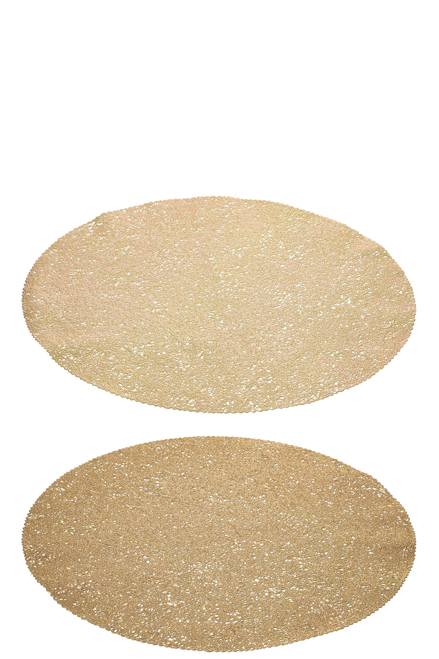 J-Line placemat Blad - kunststof - goud - 2 stuks