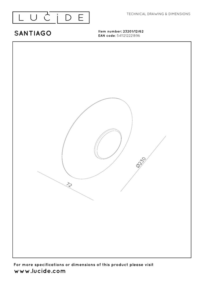 Lucide Premium SANTIAGO Wandlamp - Amber