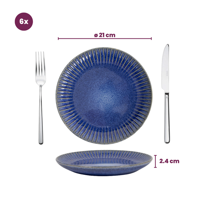 Cookinglife Ontbijtborden | Dessertborden Aqua Maris ø 21 cm - 6 Stuks