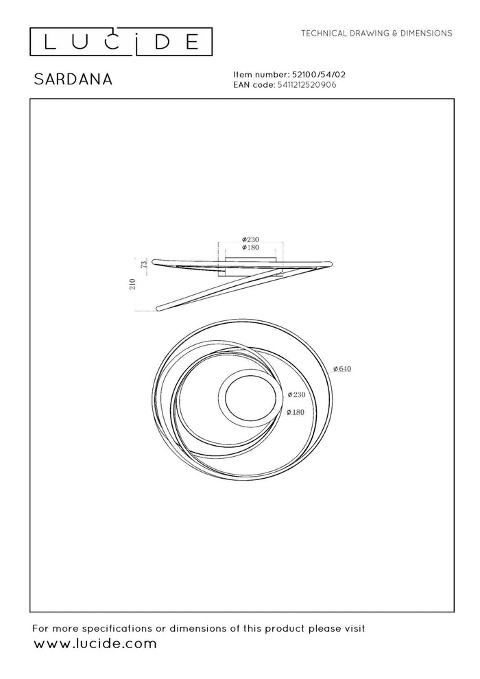 Lucide Premium SARDANA Plafonnière - Mat Goud | Messing
