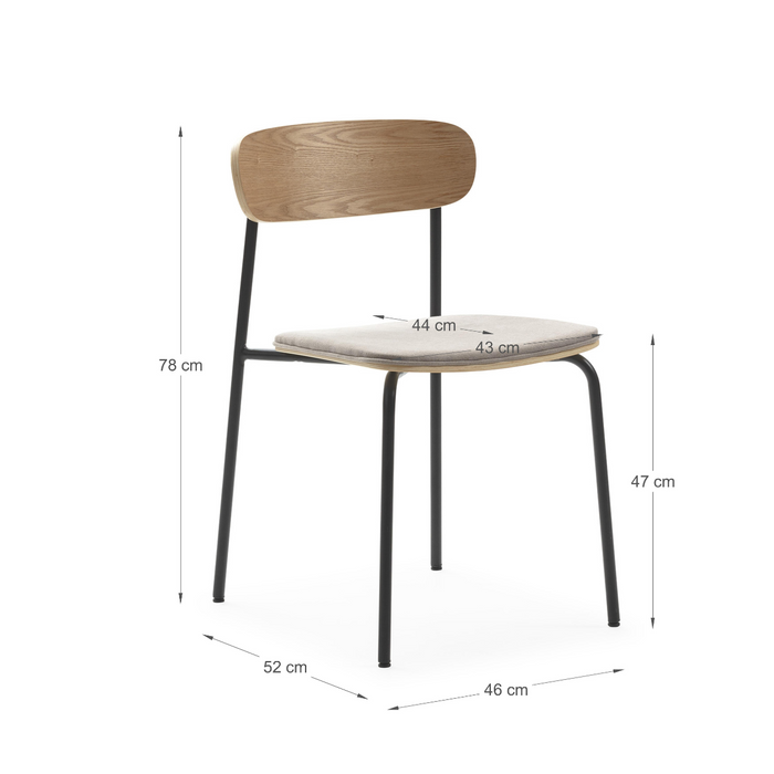 Calicosy - Set 2 stoelen ADRIANA - L46 cm - Stof & metaal