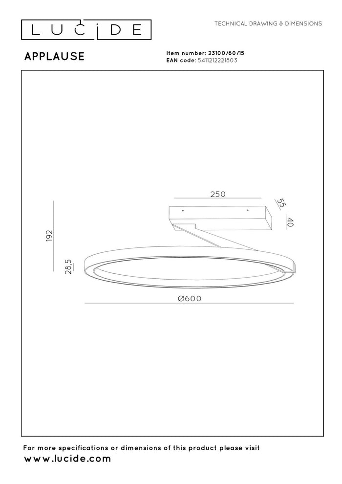 Lucide Premium APPLAUSE Plafonnière - Grijs ijzer