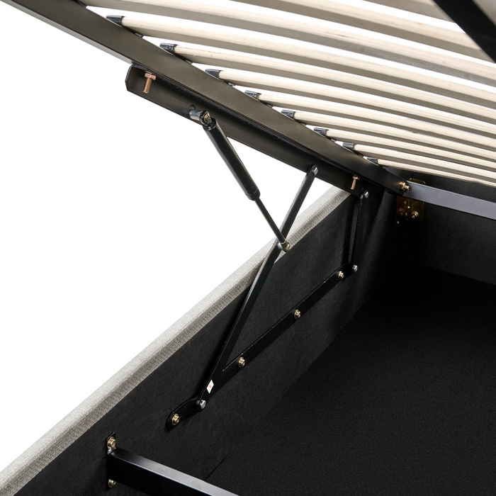 Beliani-DINAN-Tweepersoonsbed-Lichtgrijs-180 x 200 cm-Polyester