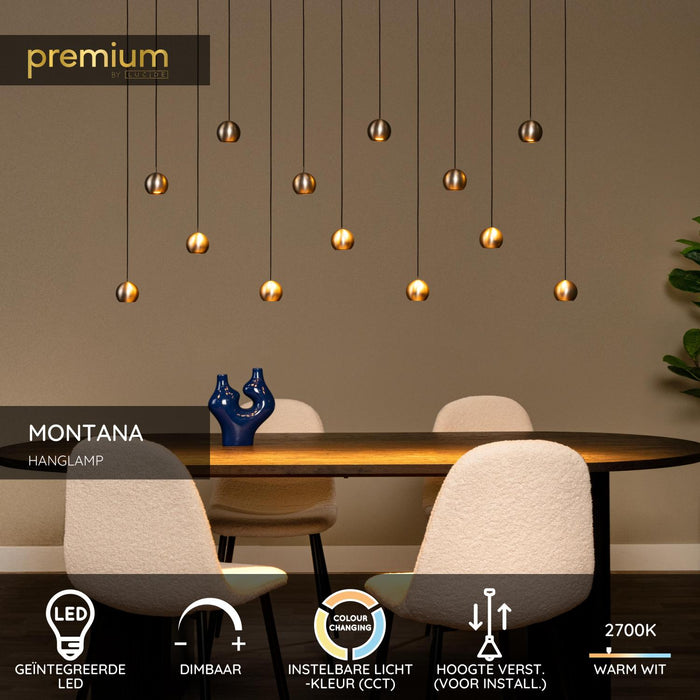 Lucide Premium MONTANA Hanglamp - Grijs ijzer
