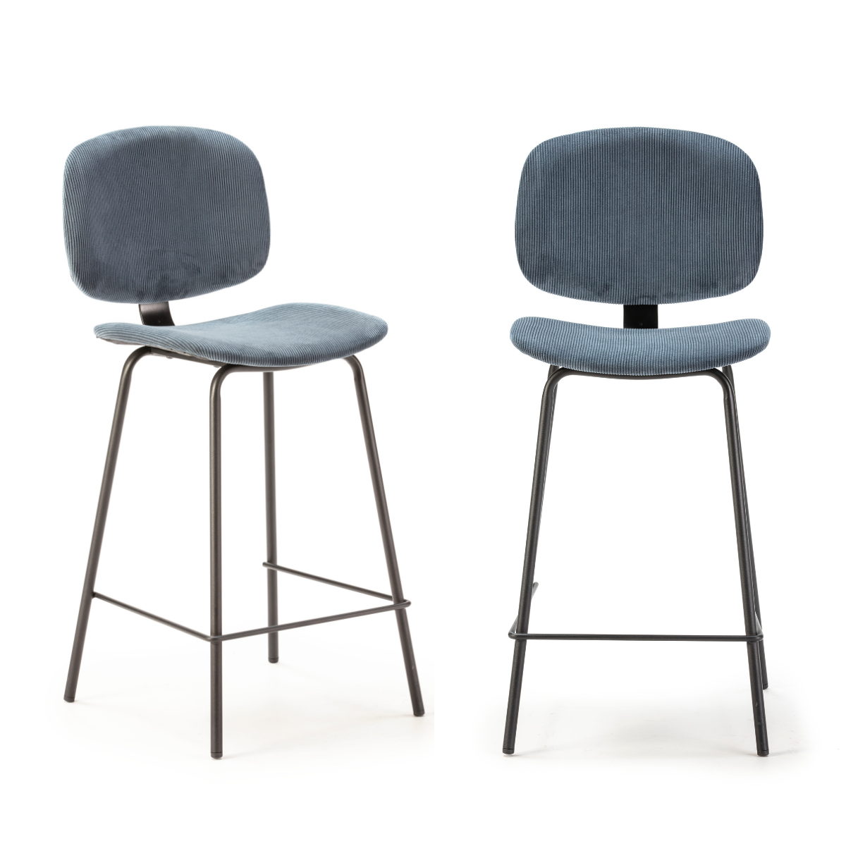 Calicosy - Set van 2 krukken in ribfluweel ARUS - H65 cm - Blauw