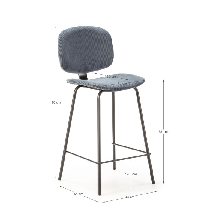 Calicosy - Set van 2 krukken in ribfluweel ARUS - H65 cm - Blauw