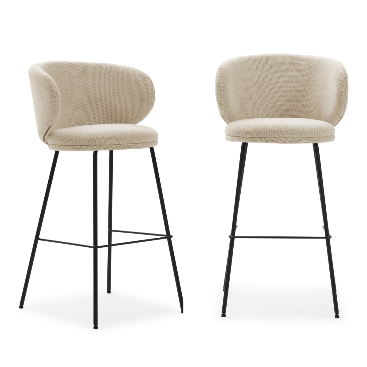 Calicosy - Set van 2 krukken in stof met zwarte RUSH - H65 cm