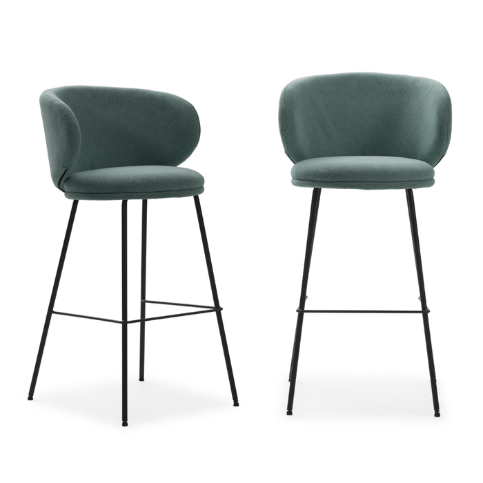 Calicosy - Set van 2 krukken in stof met zwarte RUSH - H65 cm