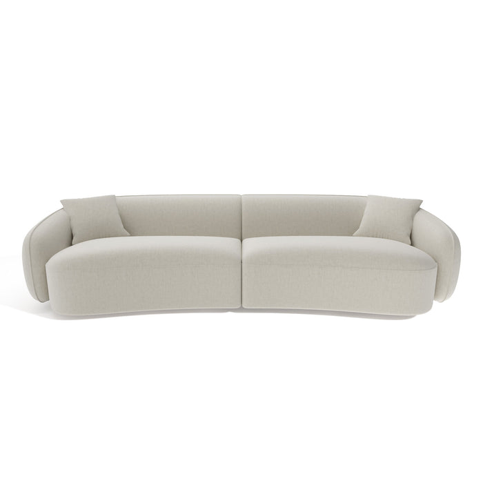 4-zitsbank in crèmekleurige, zacht aanvoelende geweven stof