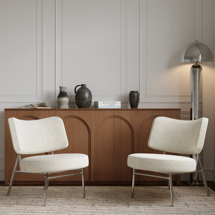 Off-white corduroy loungestoel