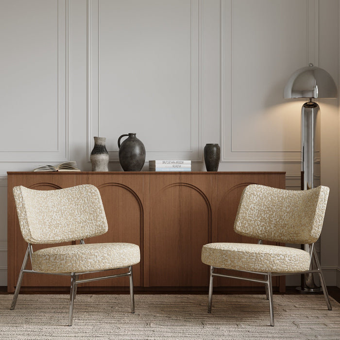 Beige loungestoel met patroon en textuurstof