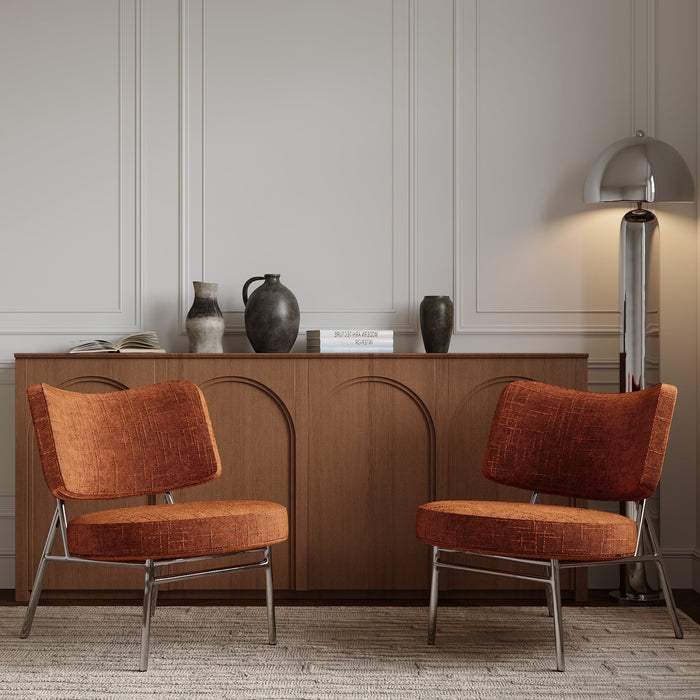 Loungestoel van geweven terracotta fluweel