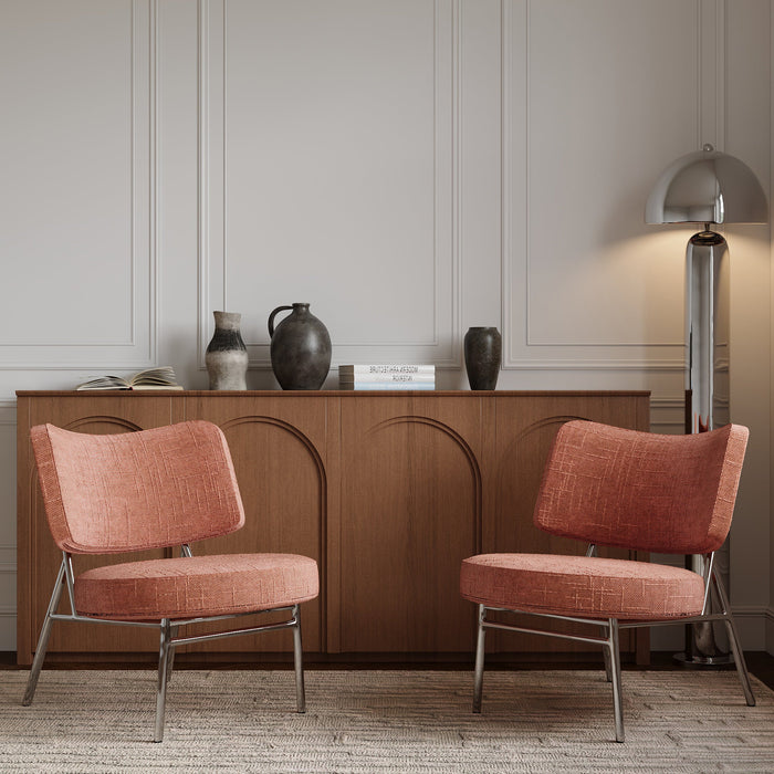 Vintage roze geweven fluwelen loungestoel