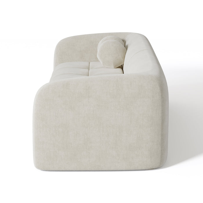 3-zits crèmekleurige fluwelen bank 226cm