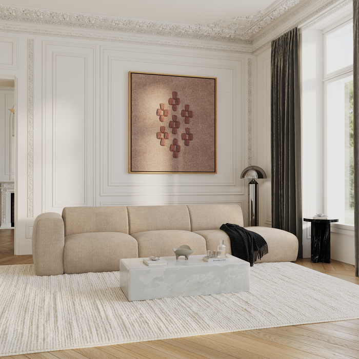 Linker 5-zitsbank in beige corduroy, 310 cm