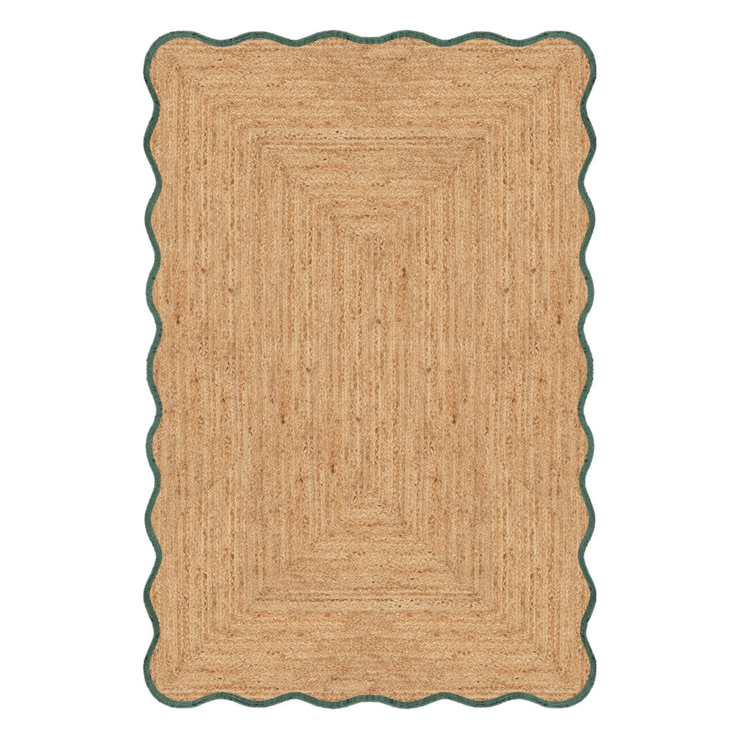 Mrcarpet Jute vloerkleed wafelstructuur naturel|groen 160x230 cm