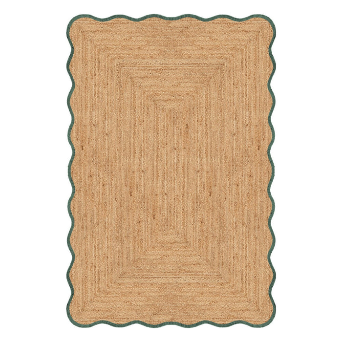 Mrcarpet Jute vloerkleed wafelstructuur naturel|groen 160x230 cm