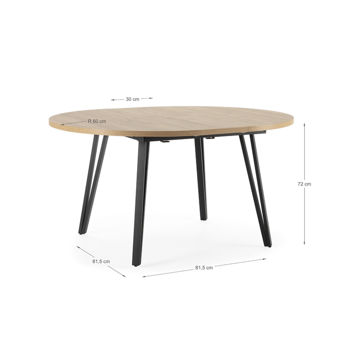 Calicosy - Uitschuifbare ronde tafel L120 cm - CLEO - Licht hout
