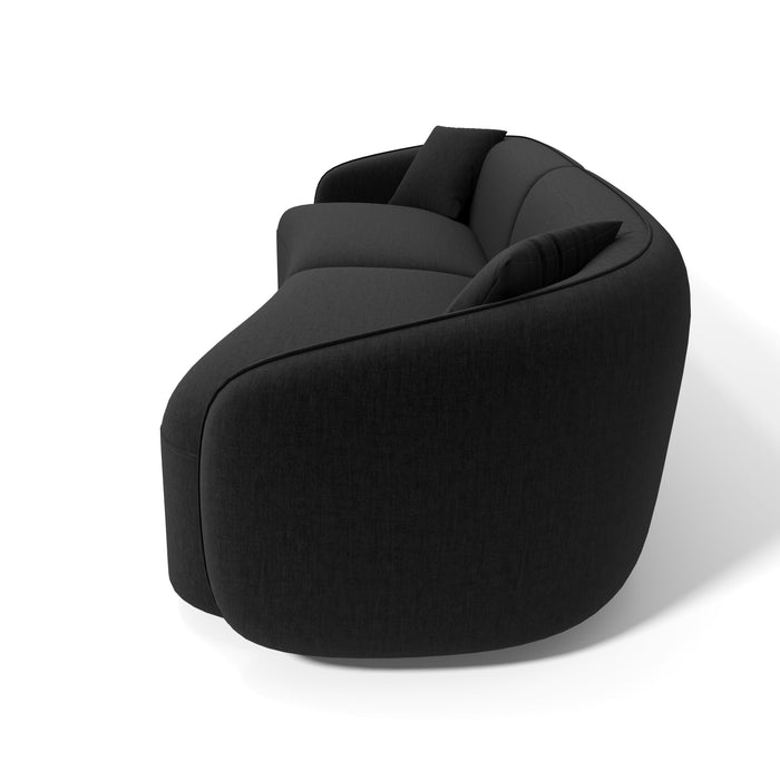 4-zitsbank in zachte, geweven stof, zwart