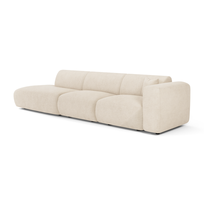 5-zits rechte bank in crèmekleurig corduroy, 310 cm